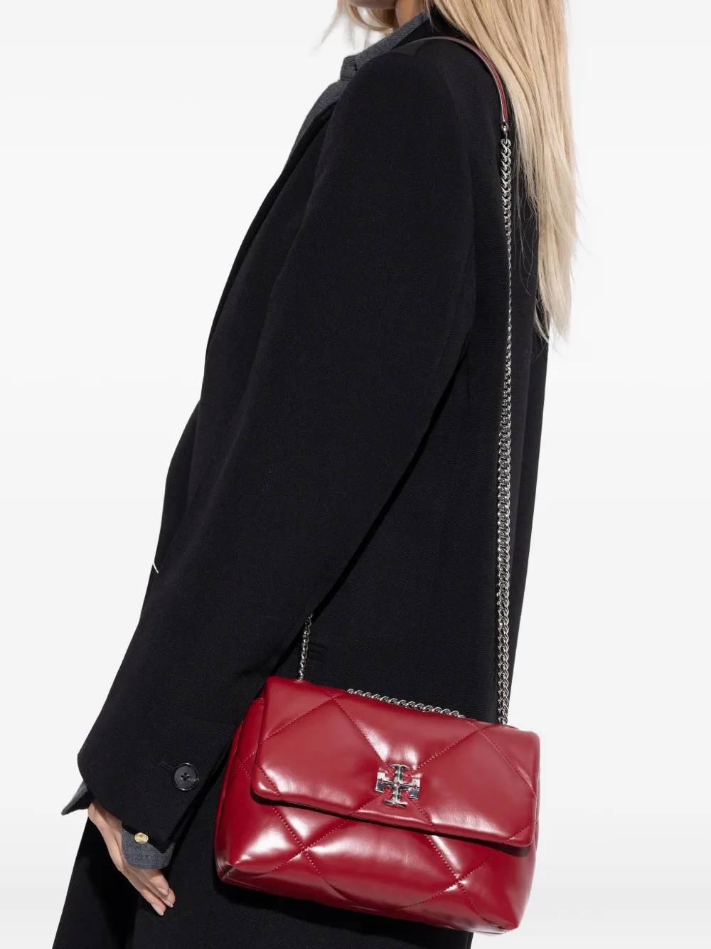 Tory Burch Gewatteerde schoudertas met ketting en logodetail - Rood