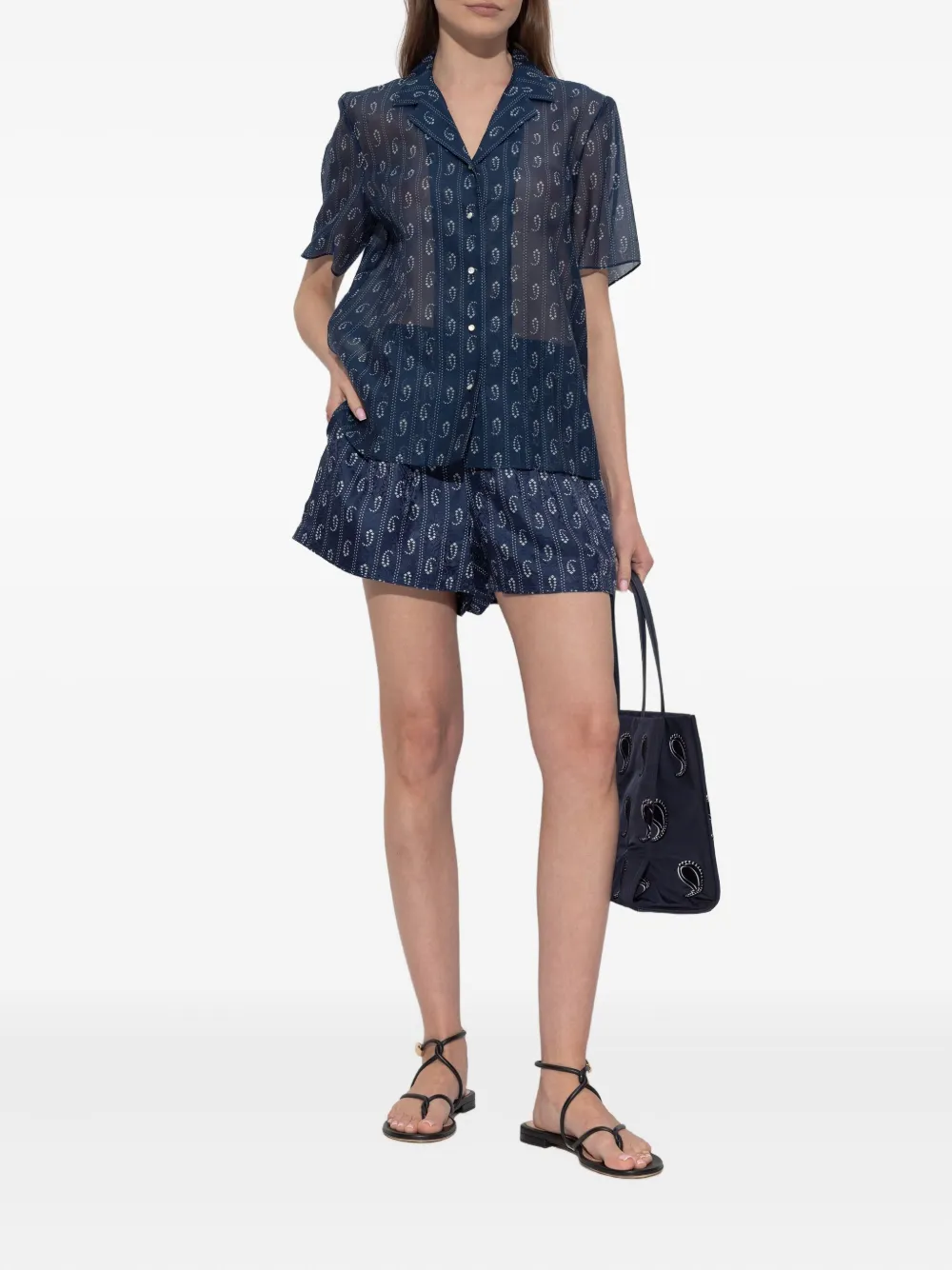 Tory Burch Camp Shirt In Blue