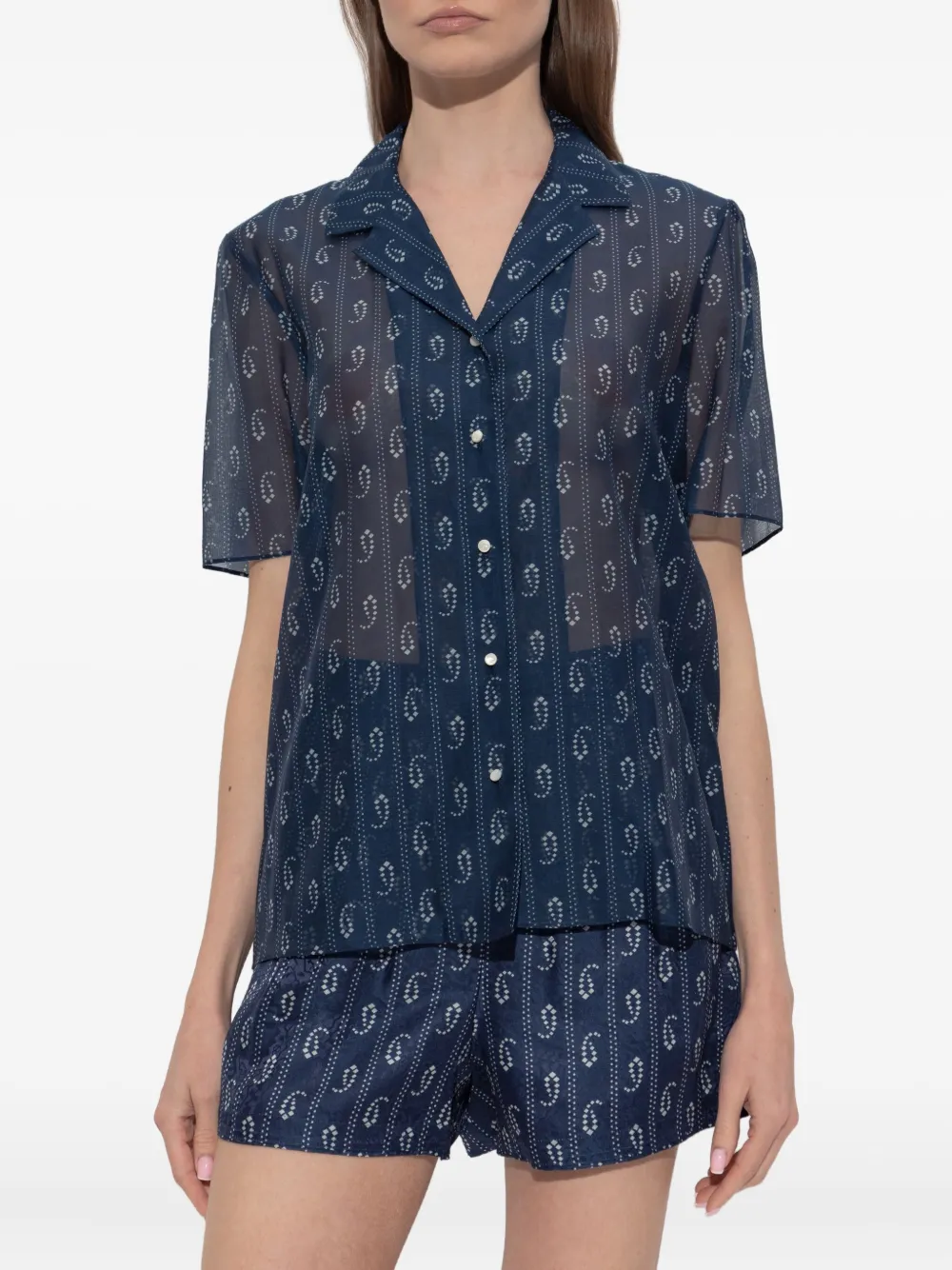 Tory Burch Camp Shirt In Blue
