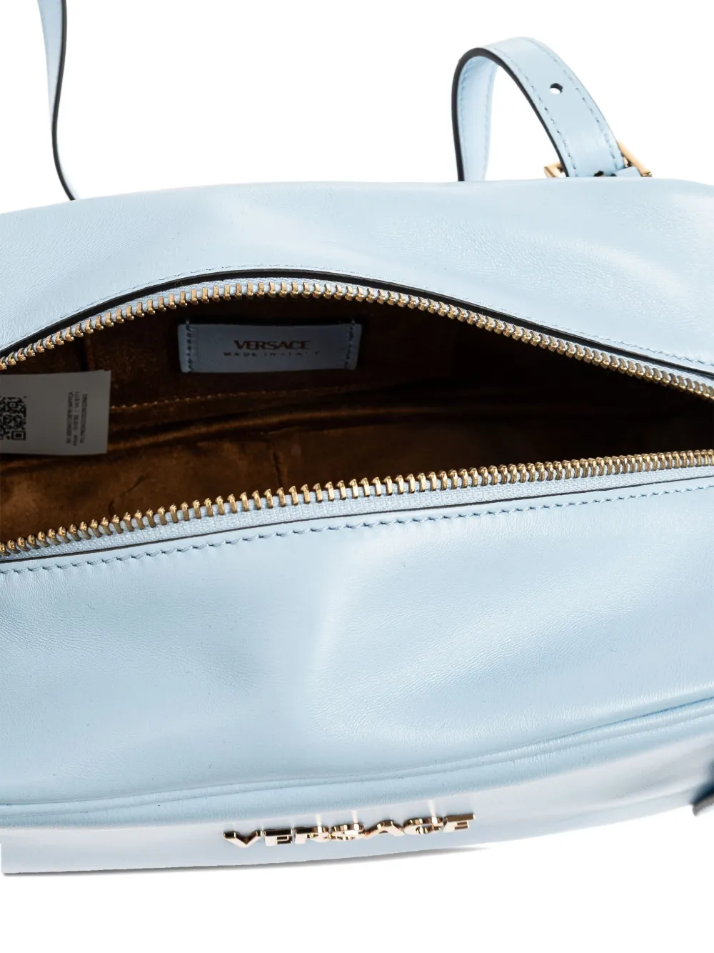 Versace Tag Shoulder Bag In Blue