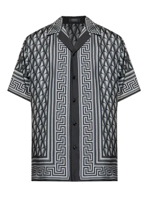 Versace Grecca-trim silk shirt