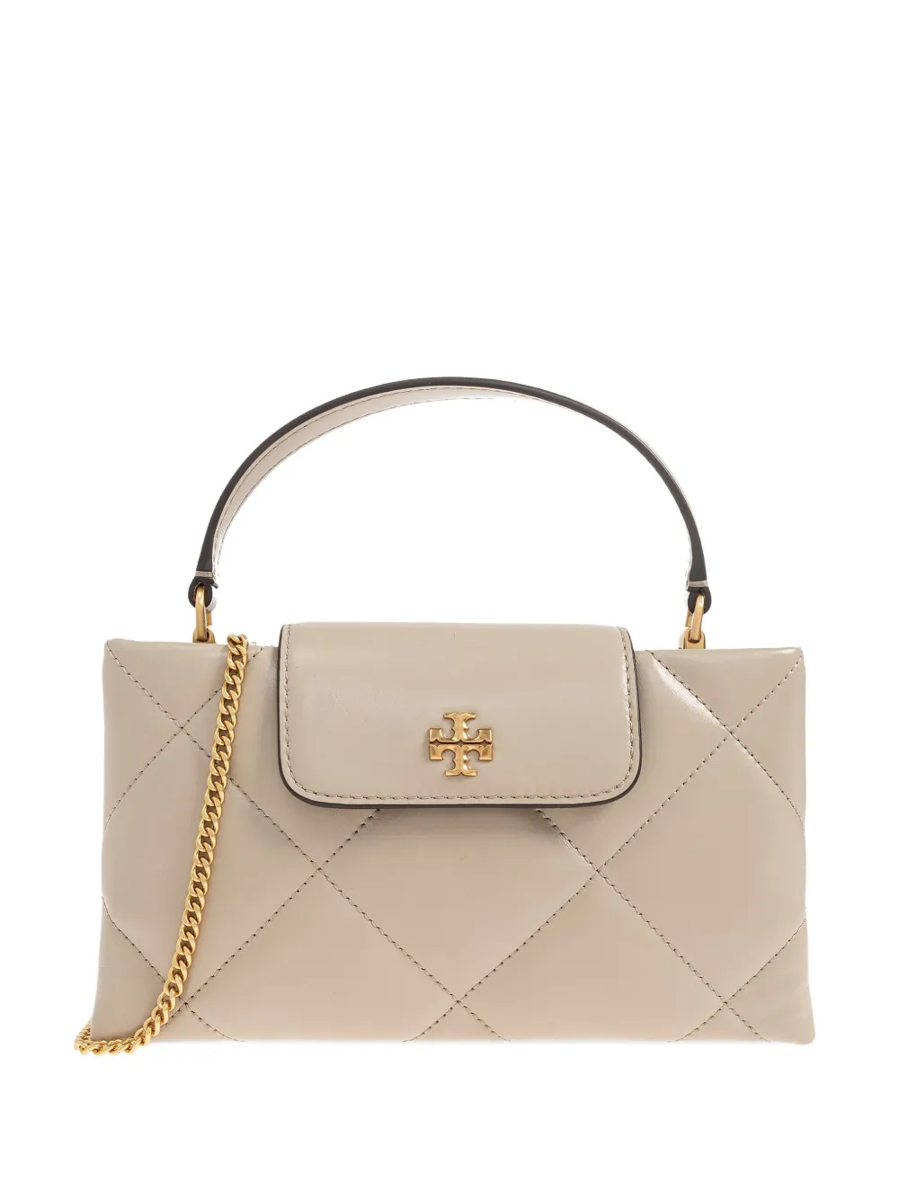 Tory Burch Double T motif quilted-desing tote bag - ニュートラル