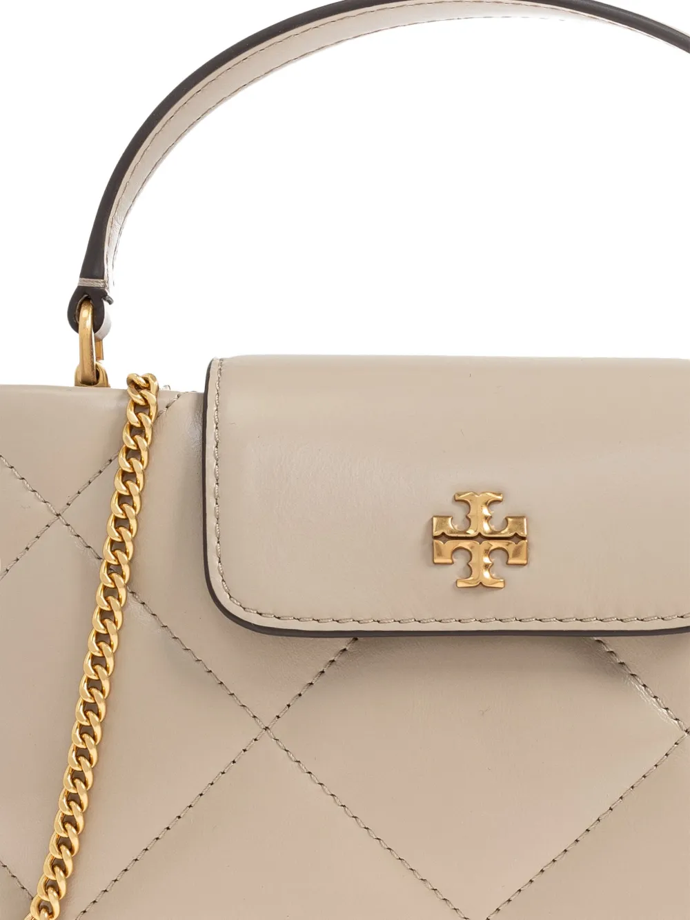 Tory Burch Kira Diamond Quilt East West Top Handle Purse In Neutral
