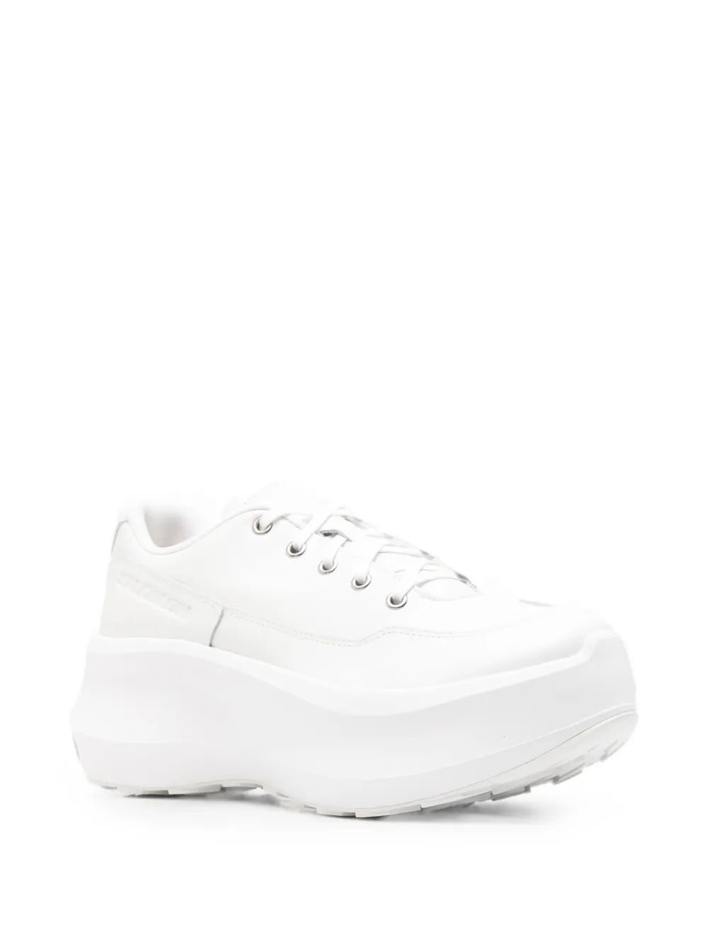 Comme des Garçons X Salomon Leather Platform Sneakers in White, view 2