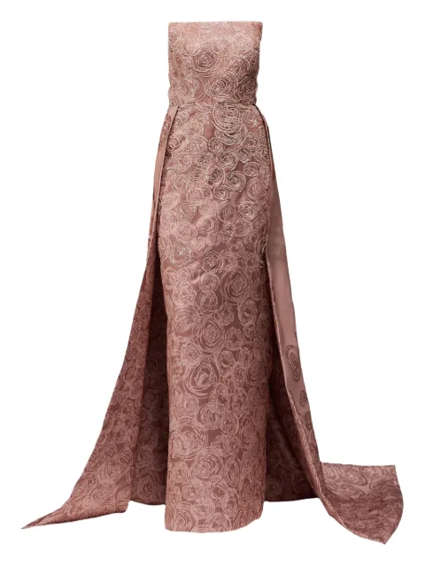 THA SEEN vestido largo bordado con lentejuelas