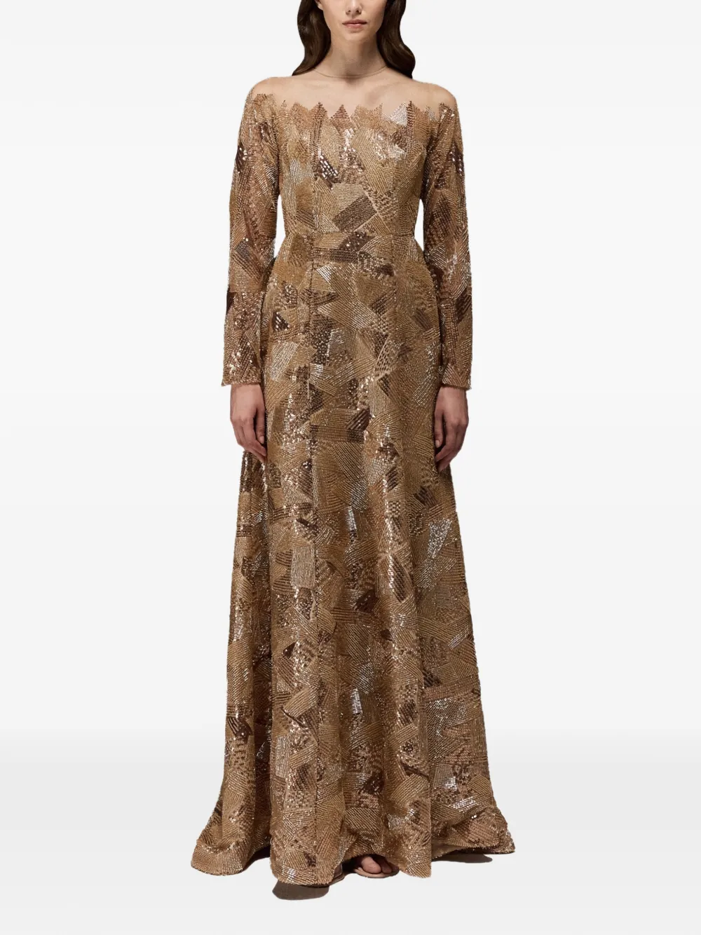 THA SEEN Maxi-jurk verfraaid met pailletten - Goud