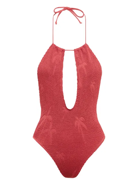 Bond-eye Bisou palm-motif textured swimsuit