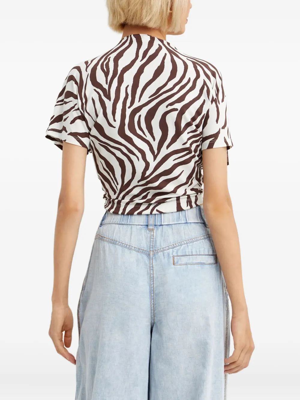 Max Mara Favore top met zebraprint Wit