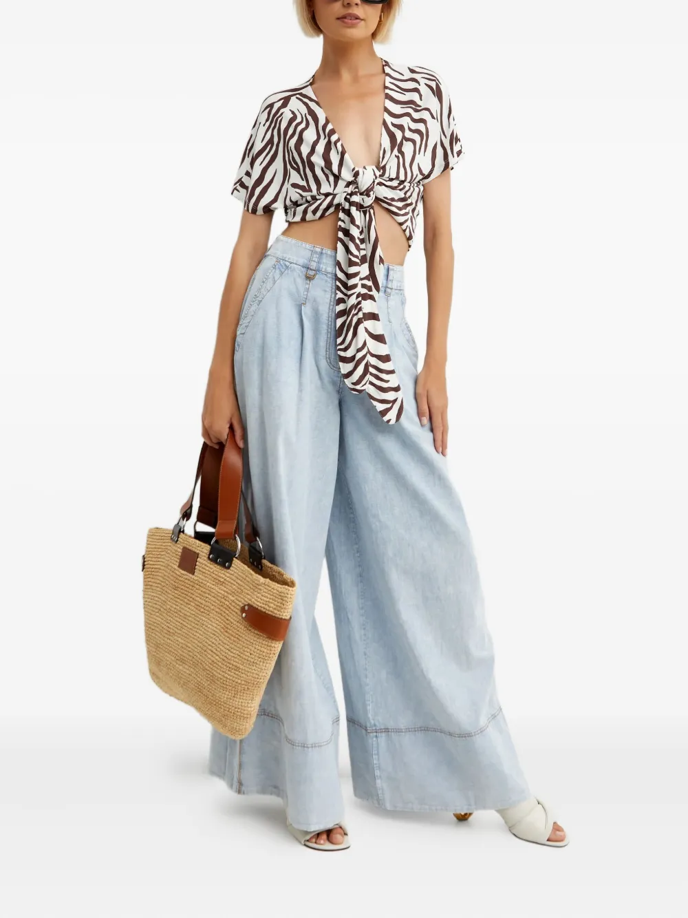 Max Mara Favore zebra-pattern top - Wit