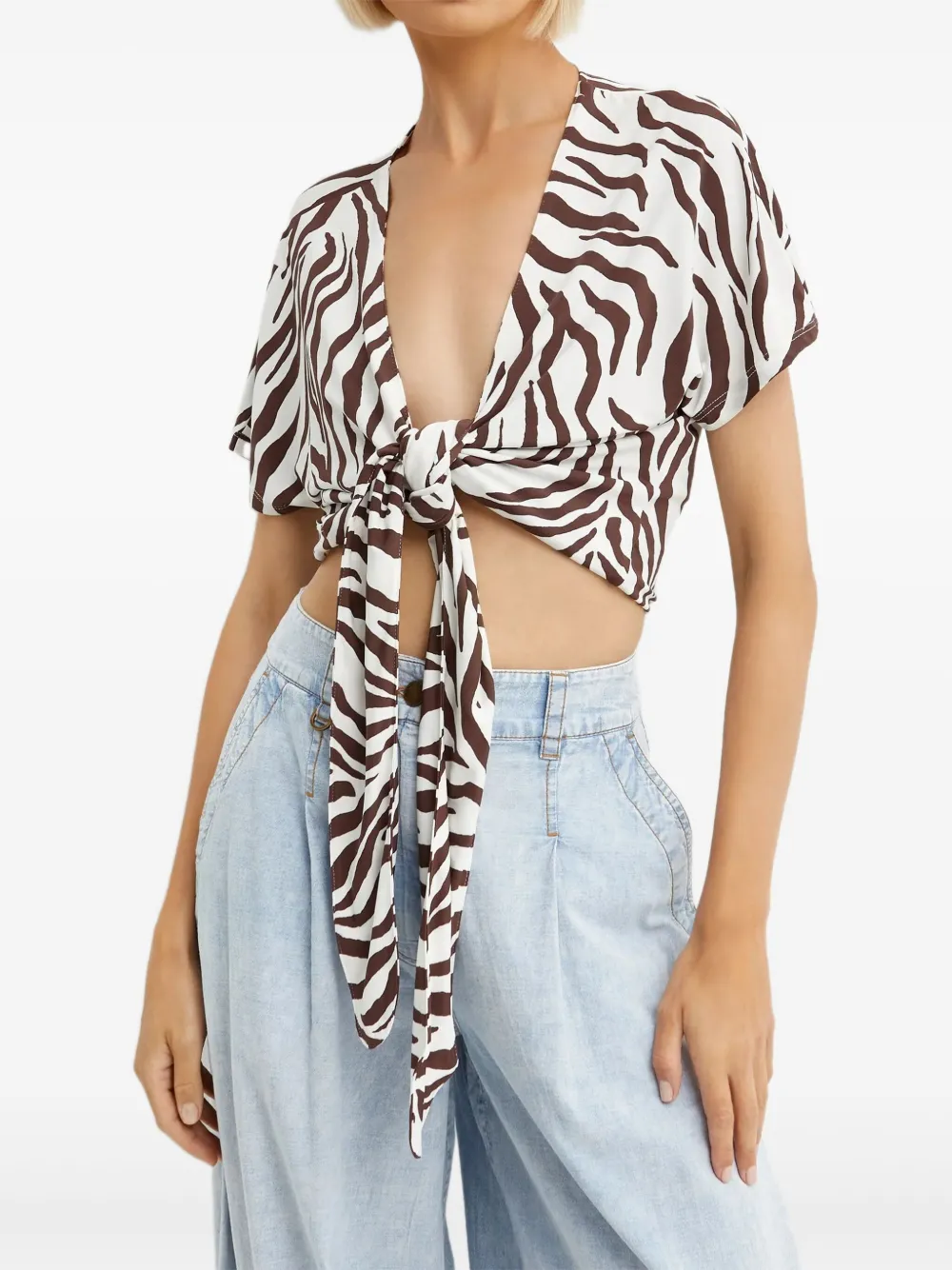 Max Mara Favore top met zebraprint Wit