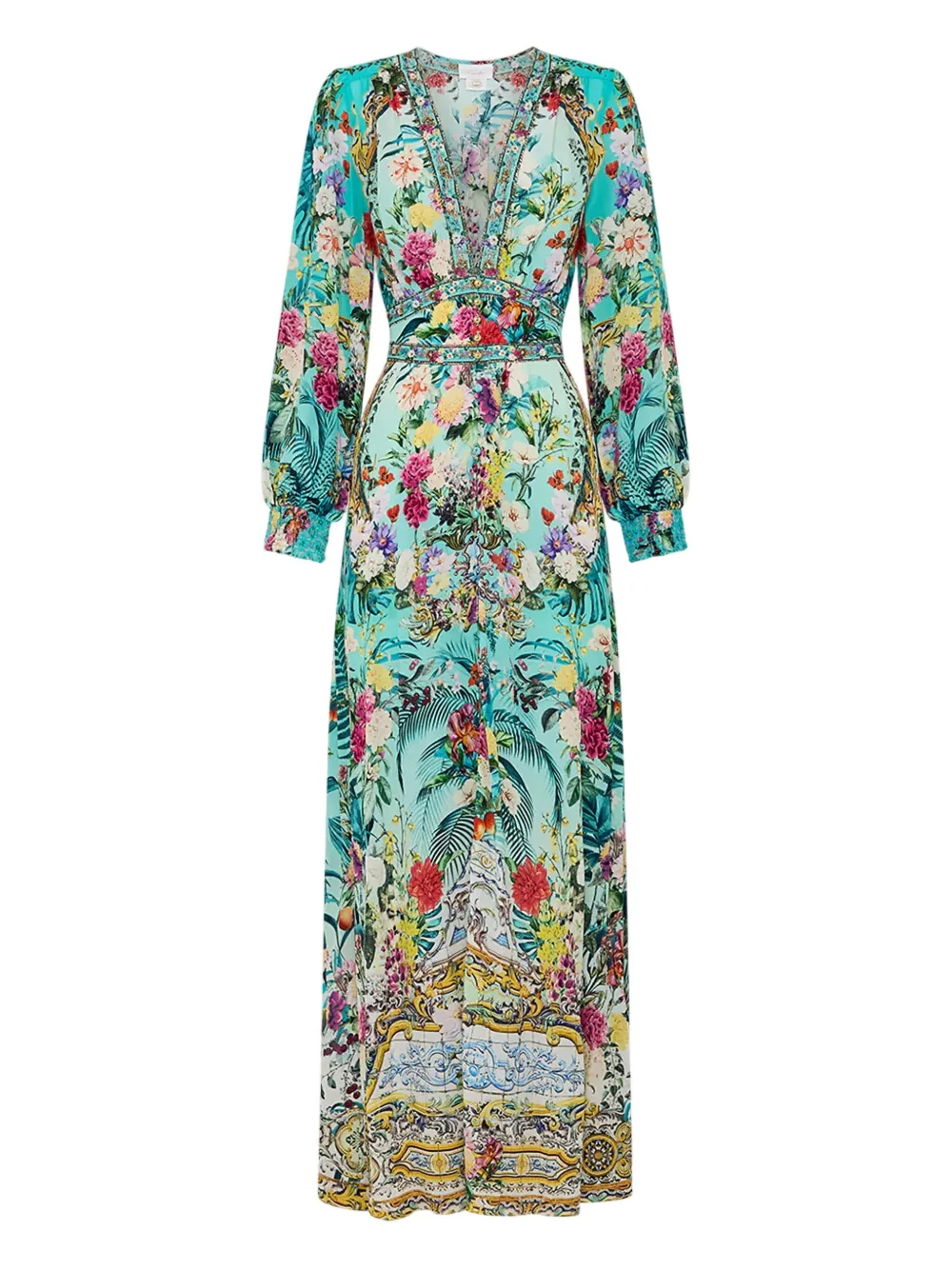 Camilla Floral-print Crystal-embellishments Maxi Dress In Multi