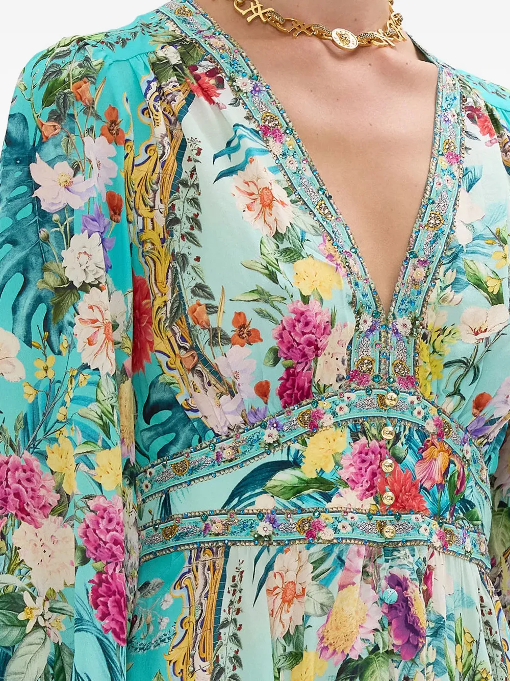 Camilla Floral-print Crystal-embellishments Maxi Dress In Multi