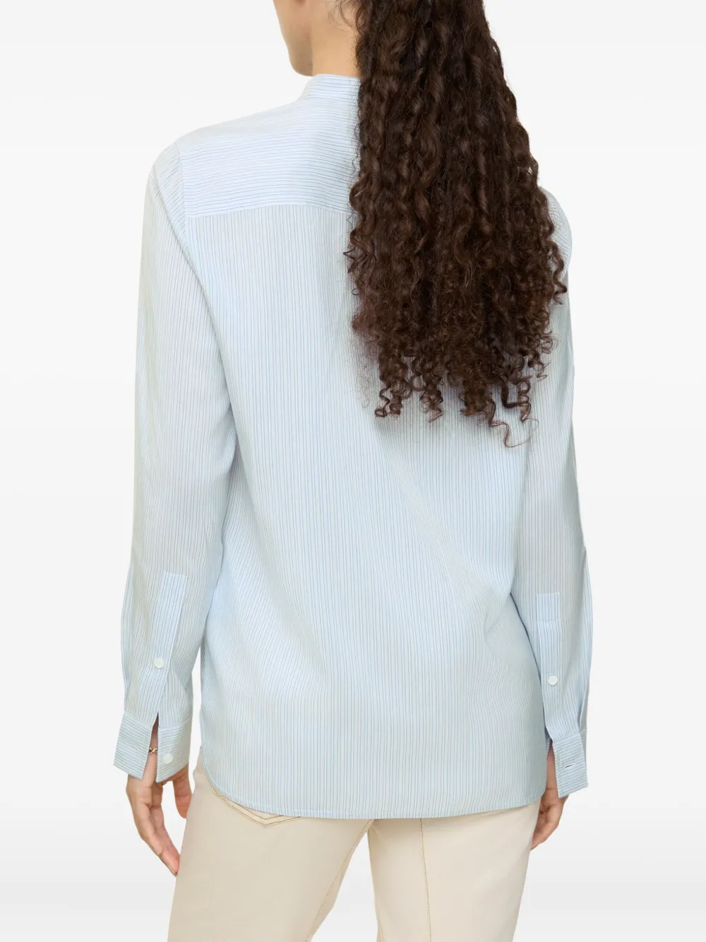 Burberry Zijden blouse met geborduurde strepen Blauw