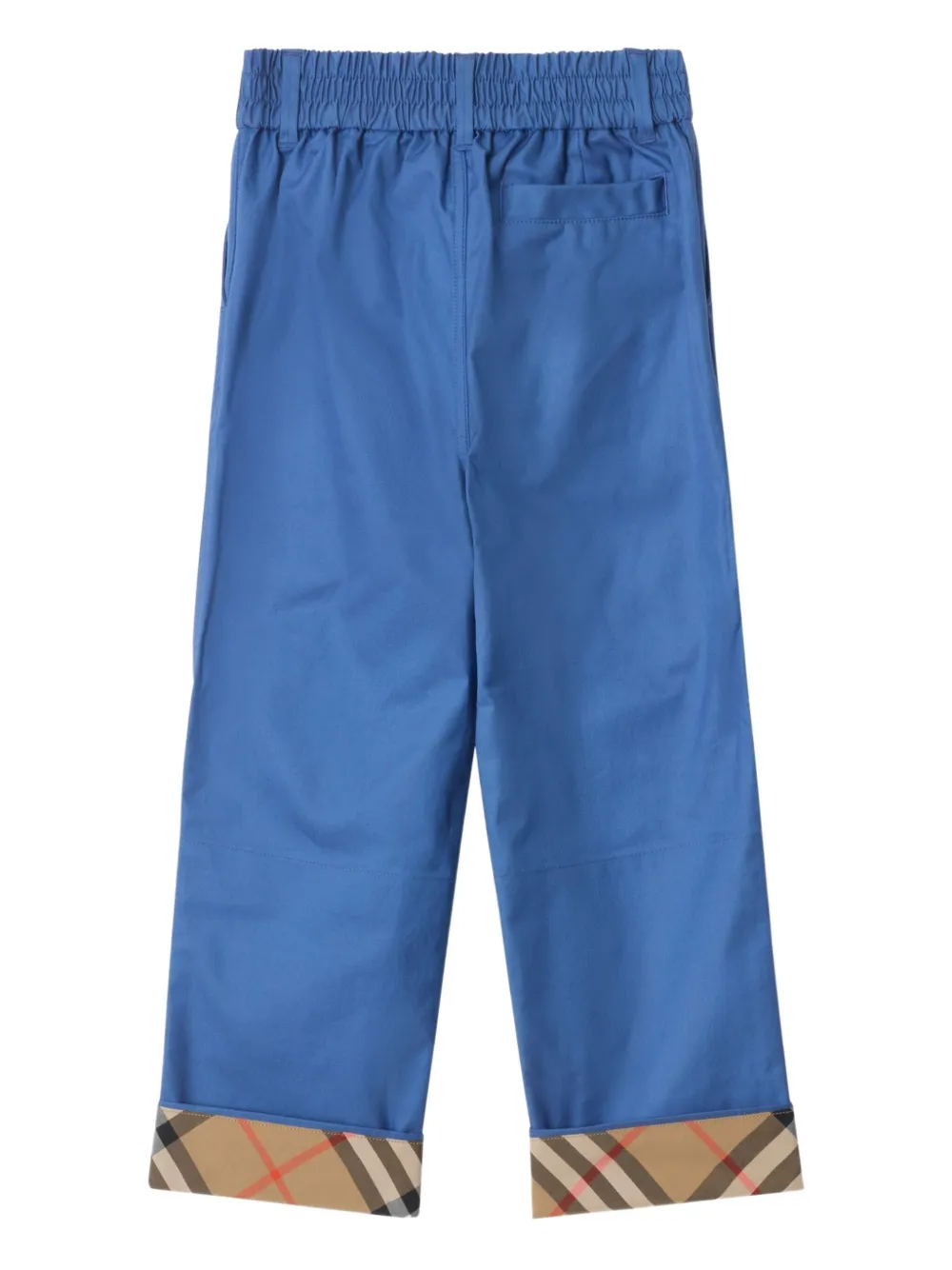 Burberry Check-trim Cotton Trousers In Blue