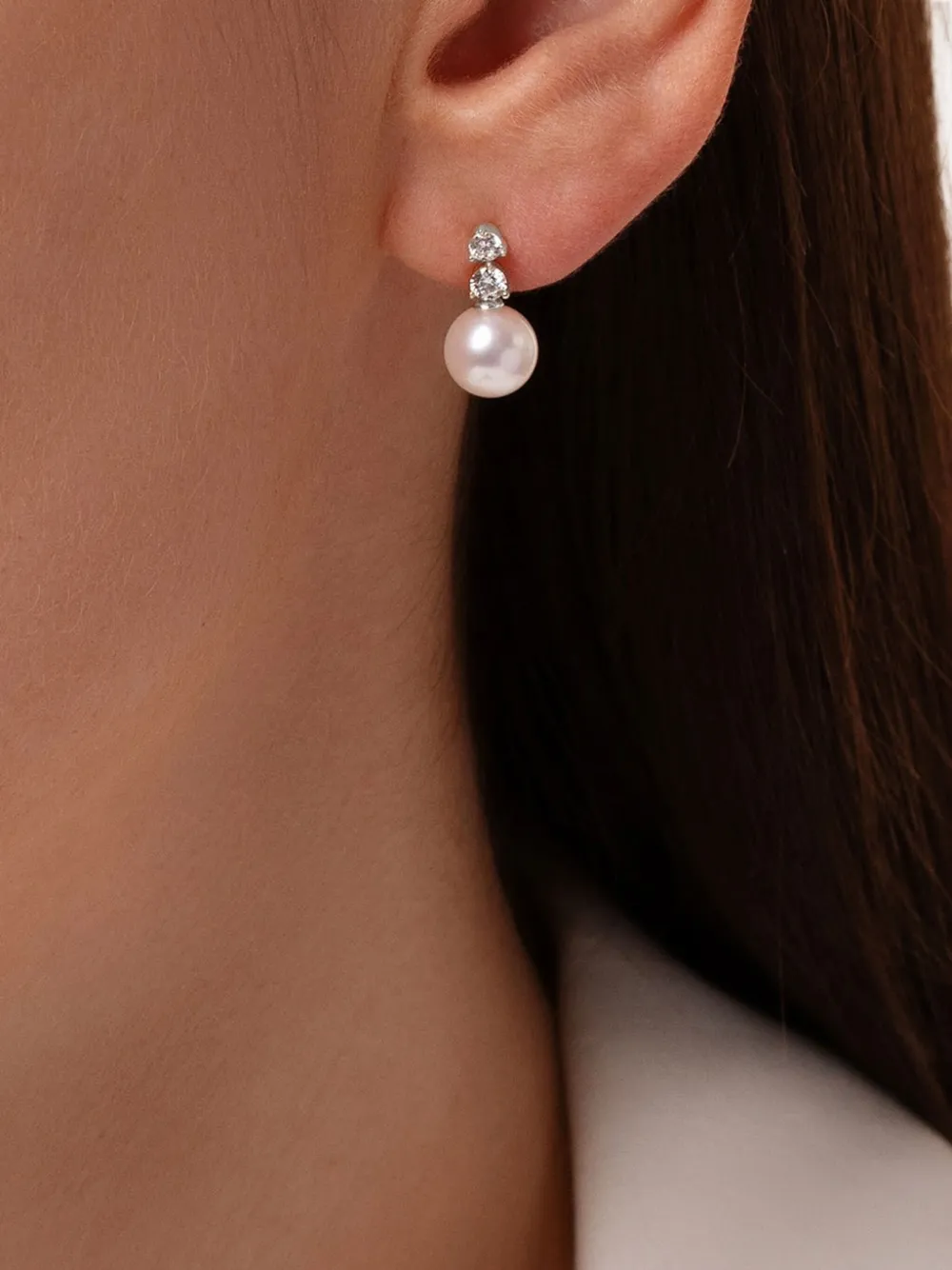 Yoko London 18K white gold akoya pearl and diamond earrings - Argento
