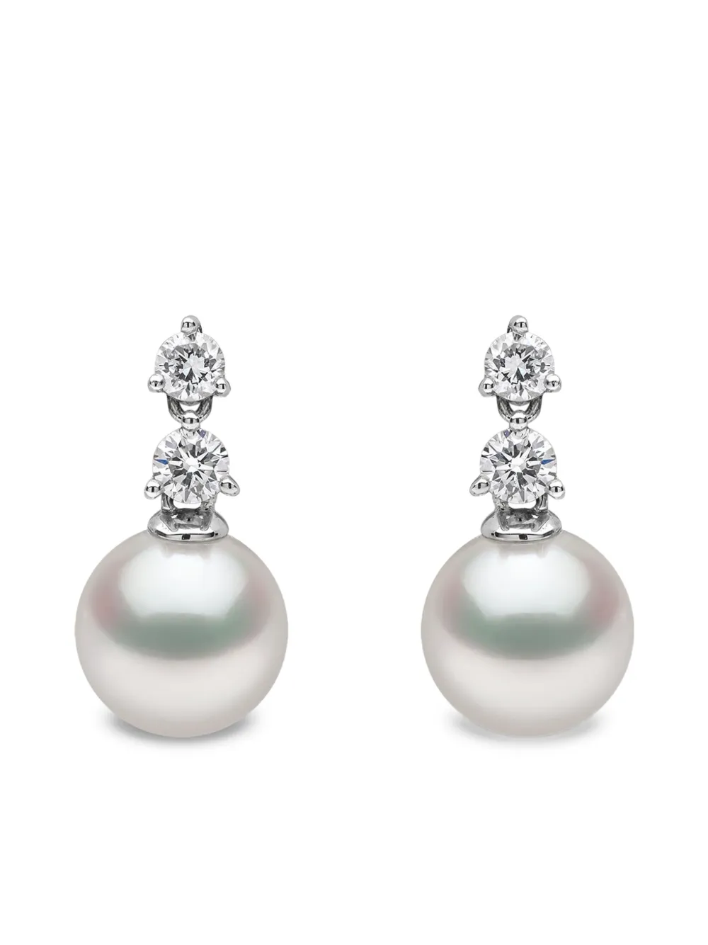 Yoko London アコヤパール＆ダイヤモンド ピアス 18Kホワイトゴールド - シルバートーン