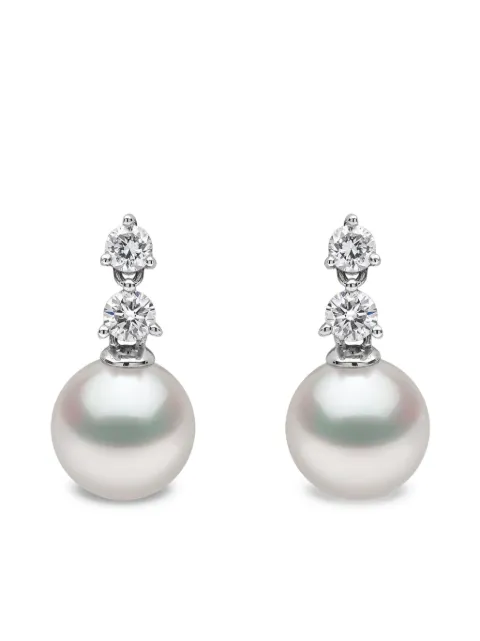 Yoko London 18K white gold akoya pearl and diamond earrings