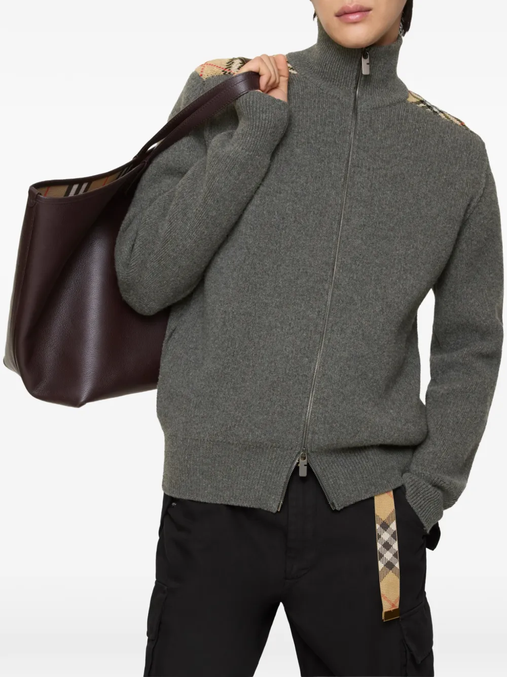 Burberry Vest met geruit vlak en rits Grijs