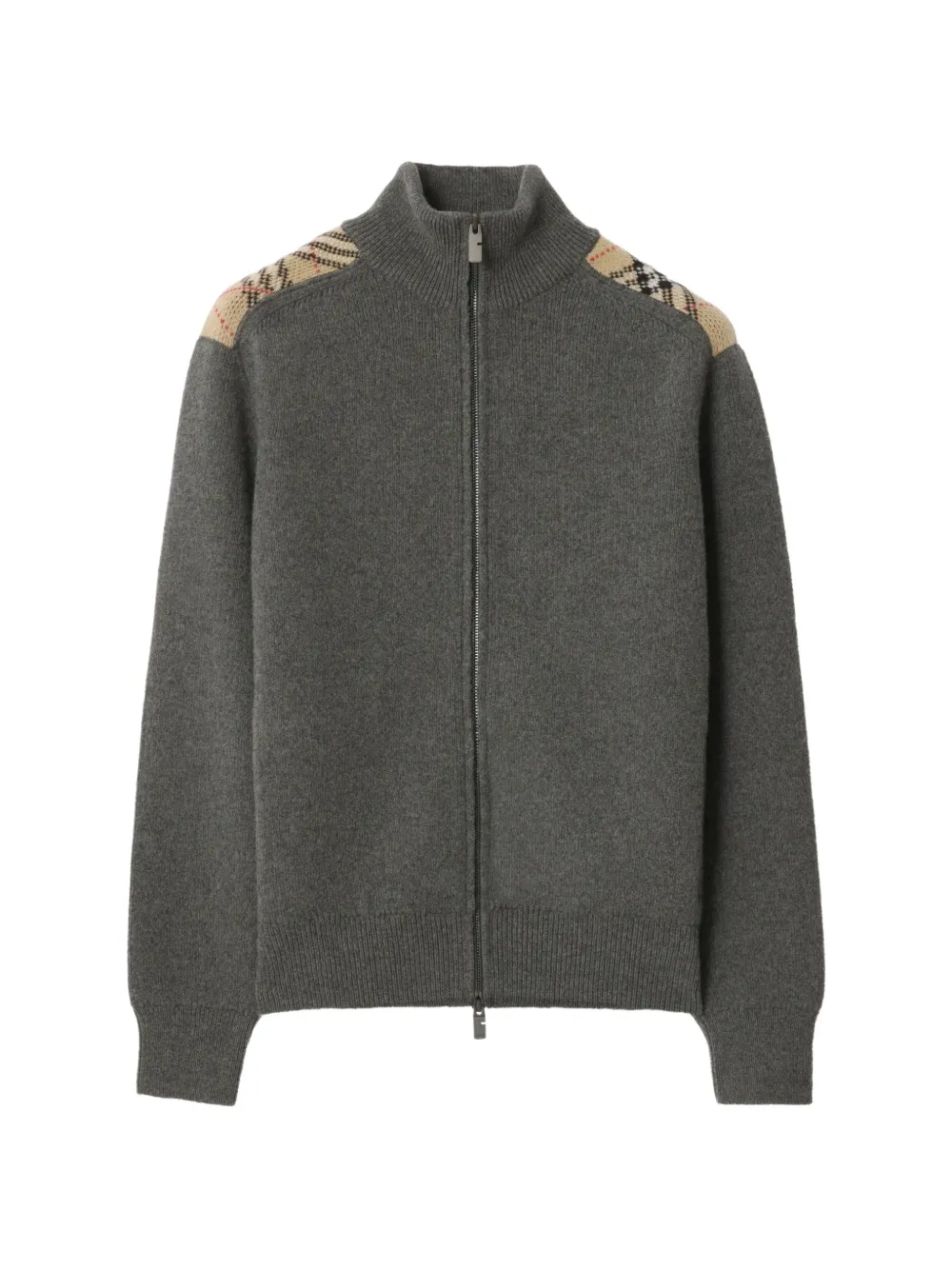 Burberry Karierter Cardigan mit Stehkragen - Grau