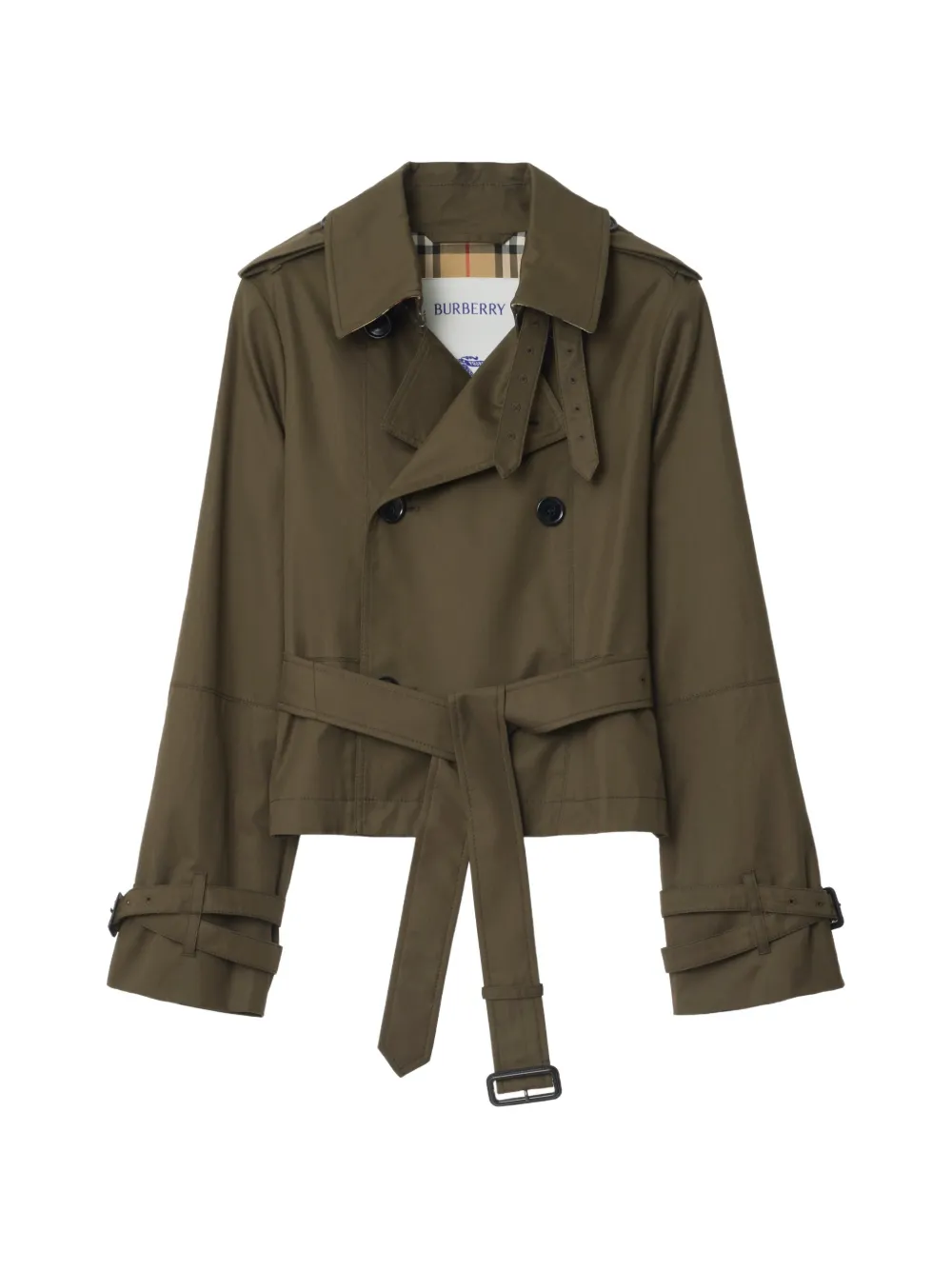 Burberry cropped belted jacket - Verde