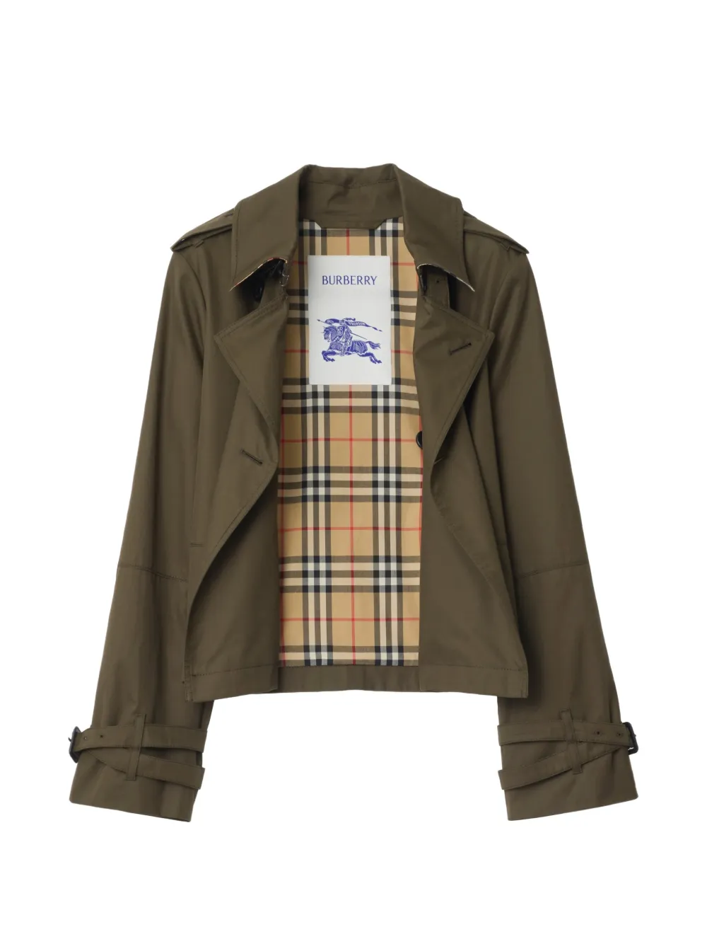  Burberry Cropped Belted Jacket - Green 
