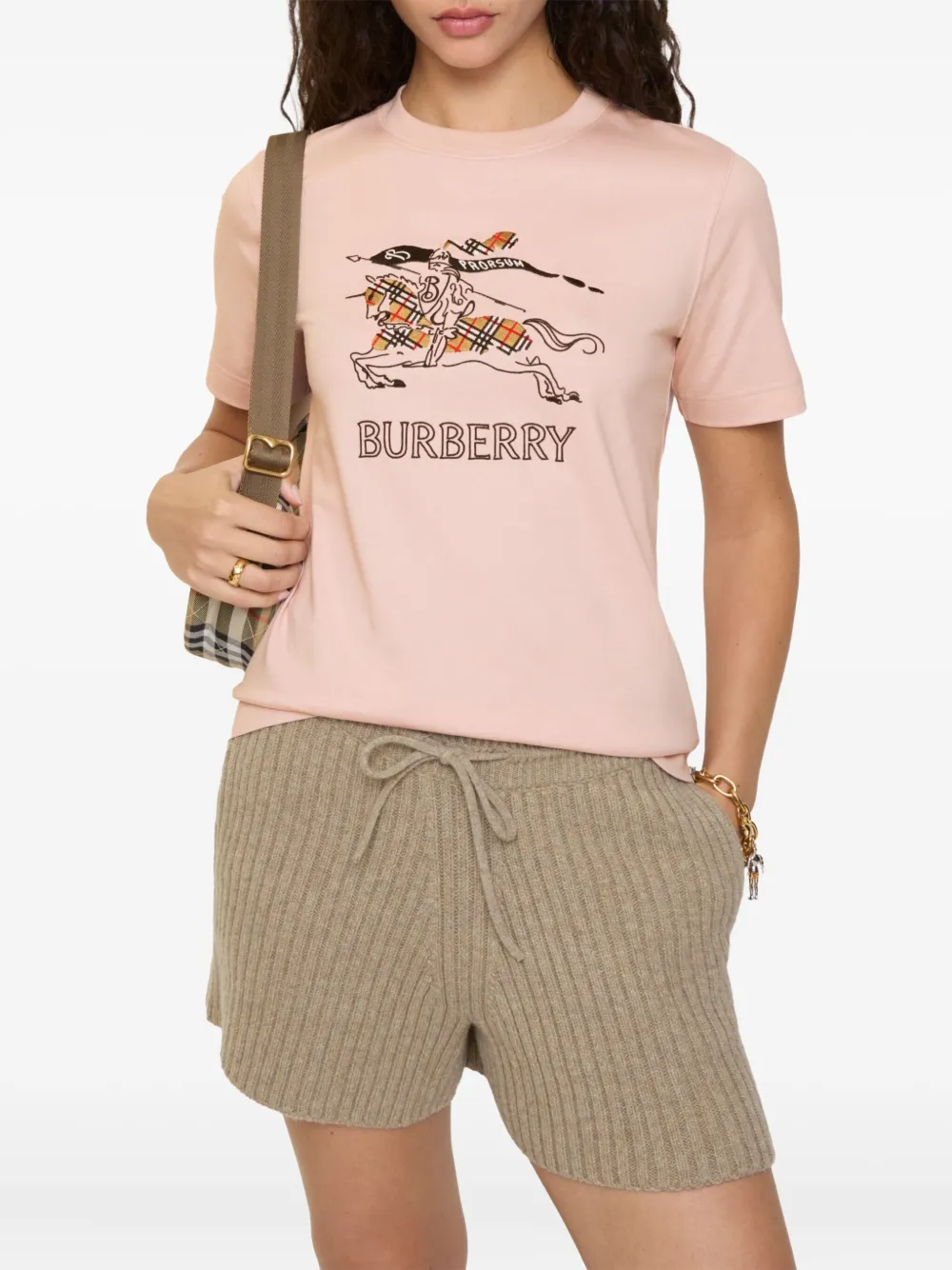 Burberry Equestrian Knight Design T-shirt In Pink