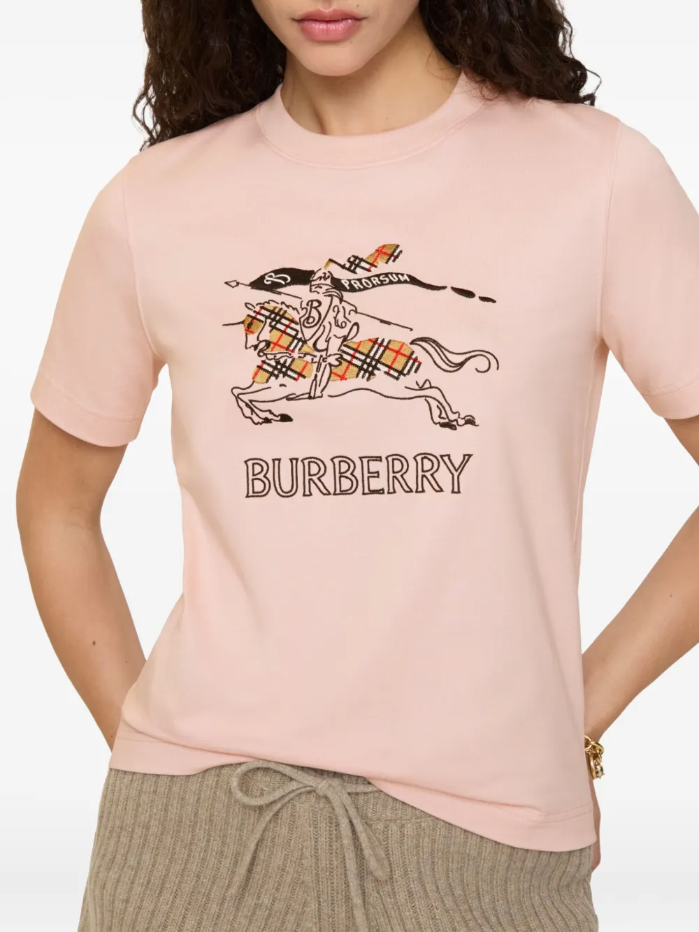 Burberry Equestrian Knight Design T-shirt In Pink