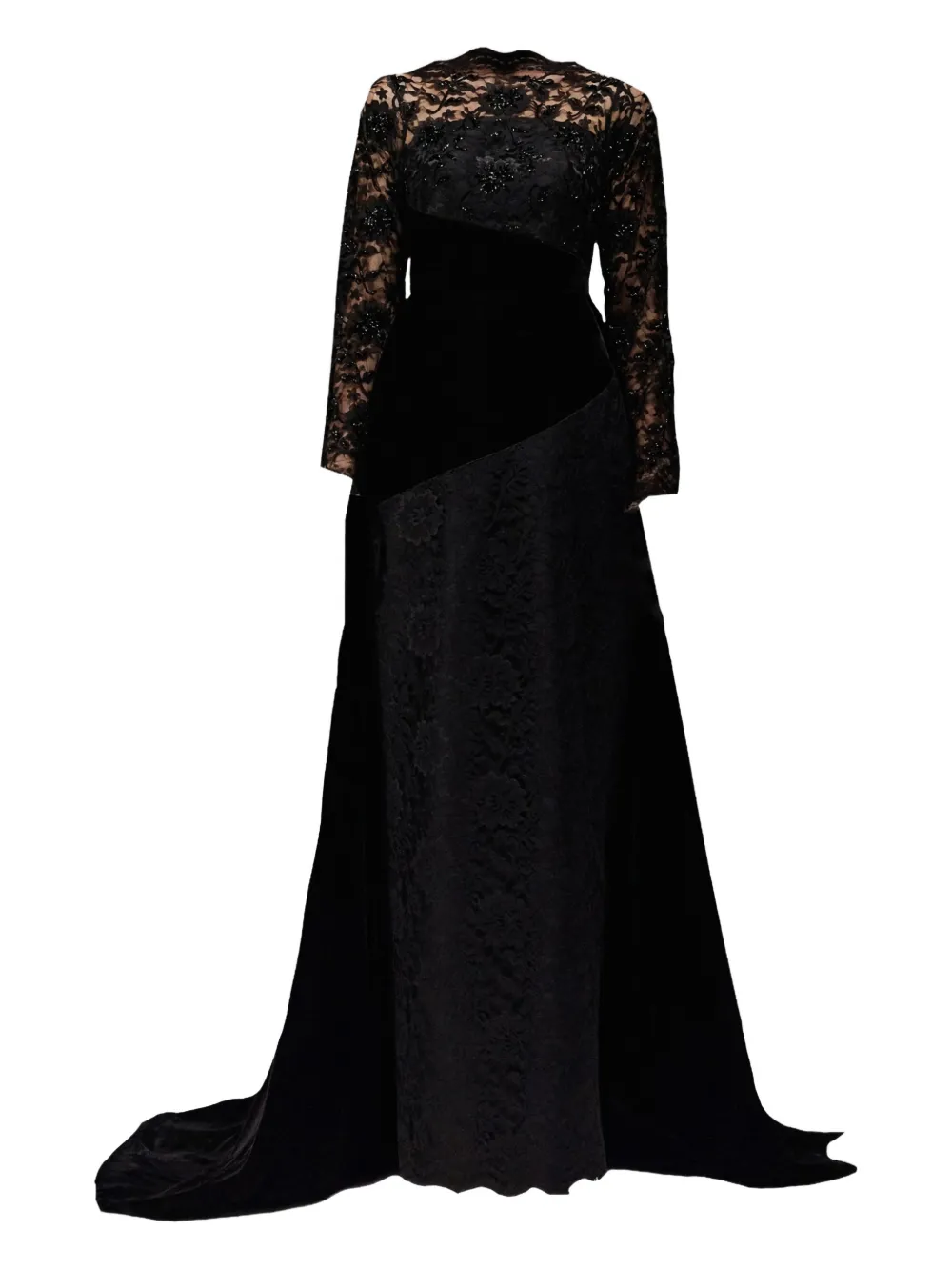 Tha Seen Lace-panel Maxi Dress In Black
