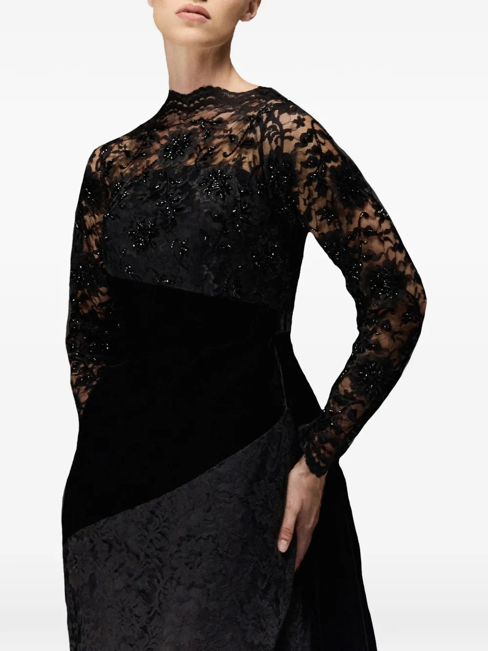 Lace-Panel Maxi Dress