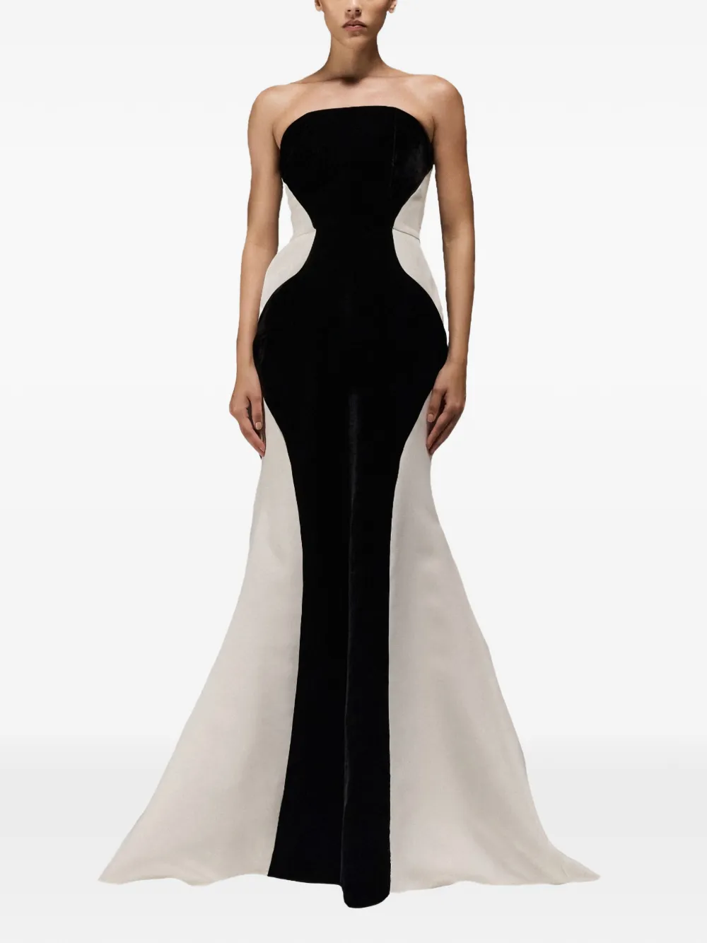 THA SEEN Strapless maxi-jurk - Zwart