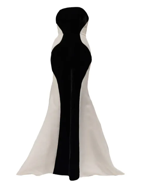 THA SEEN vestido largo con diseño strapless