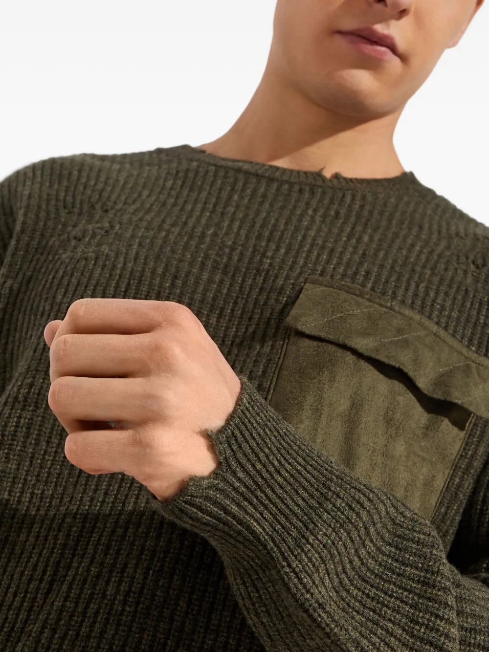 Ser.o.ya Devin Chest-pocket Sweater In Green