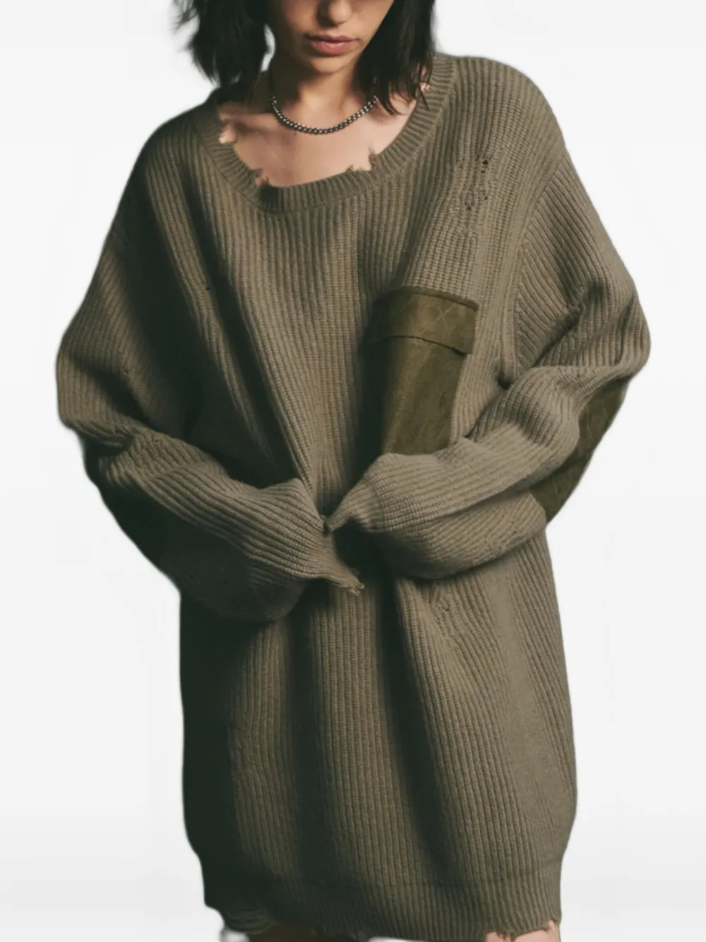 Ser.o.ya Devin Chest-pocket Sweater In Green