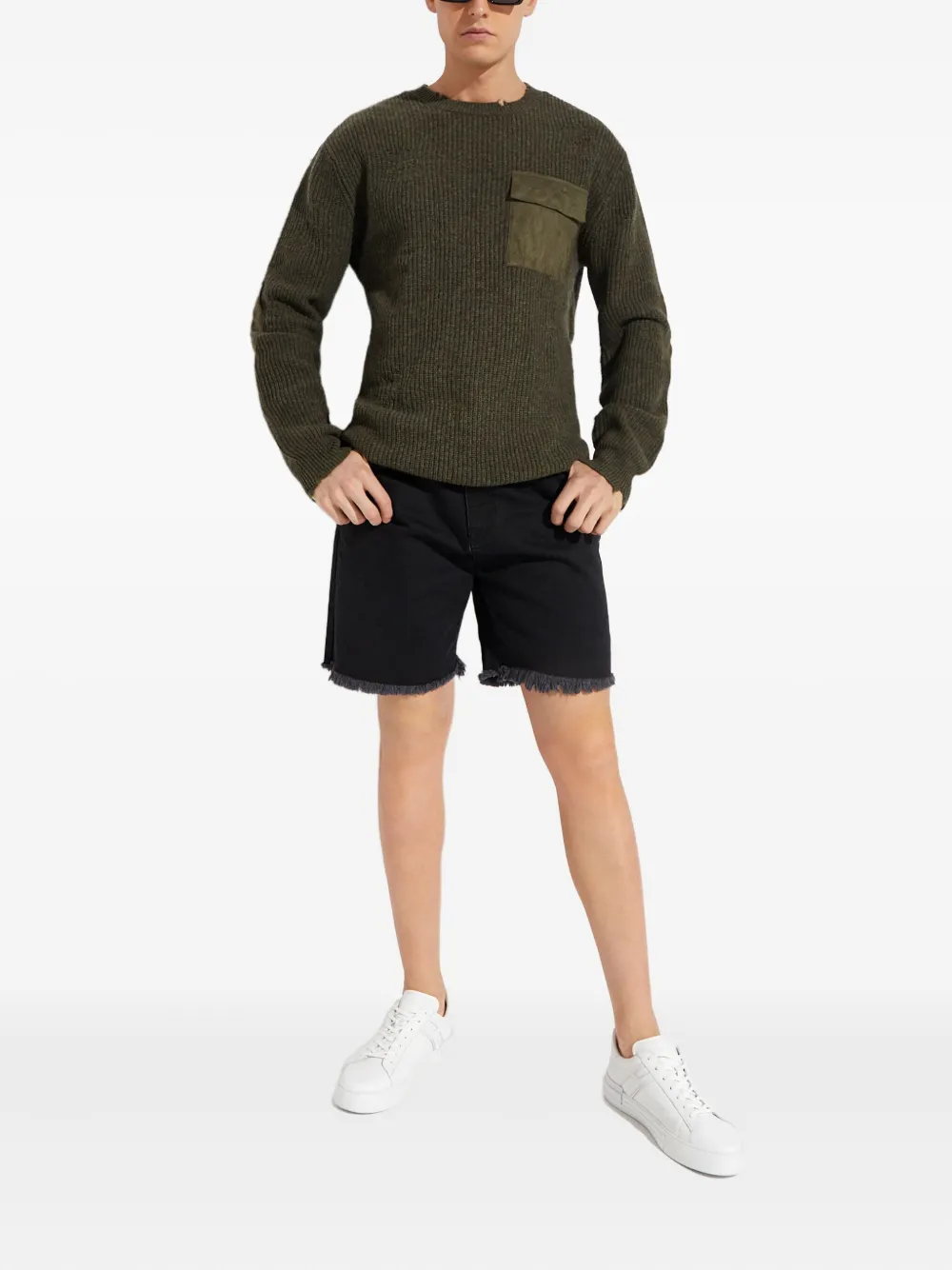 Ser.o.ya Devin Chest-pocket Sweater In Green