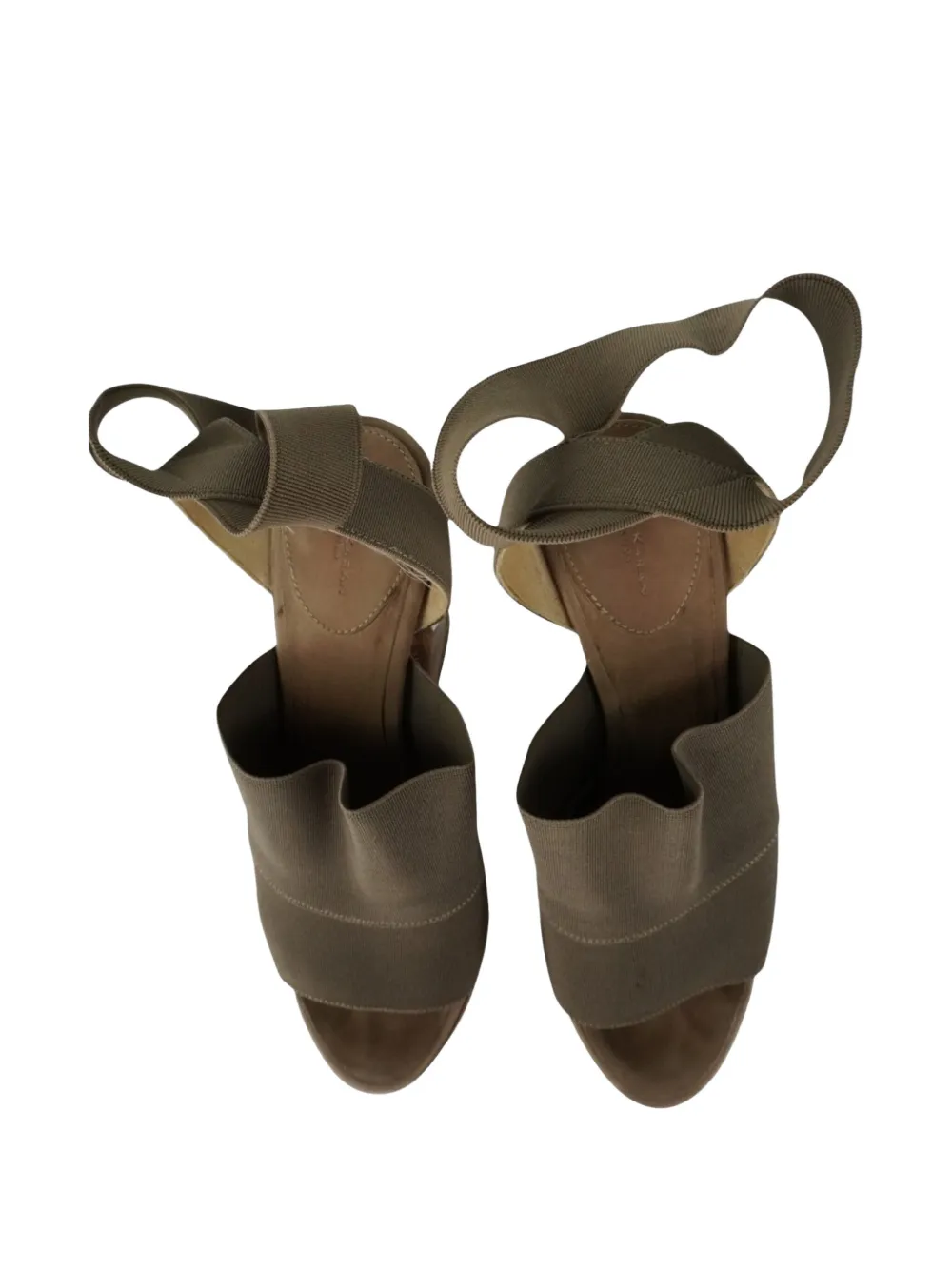 Donna Karan 125mm leather wedge sandals - Beige