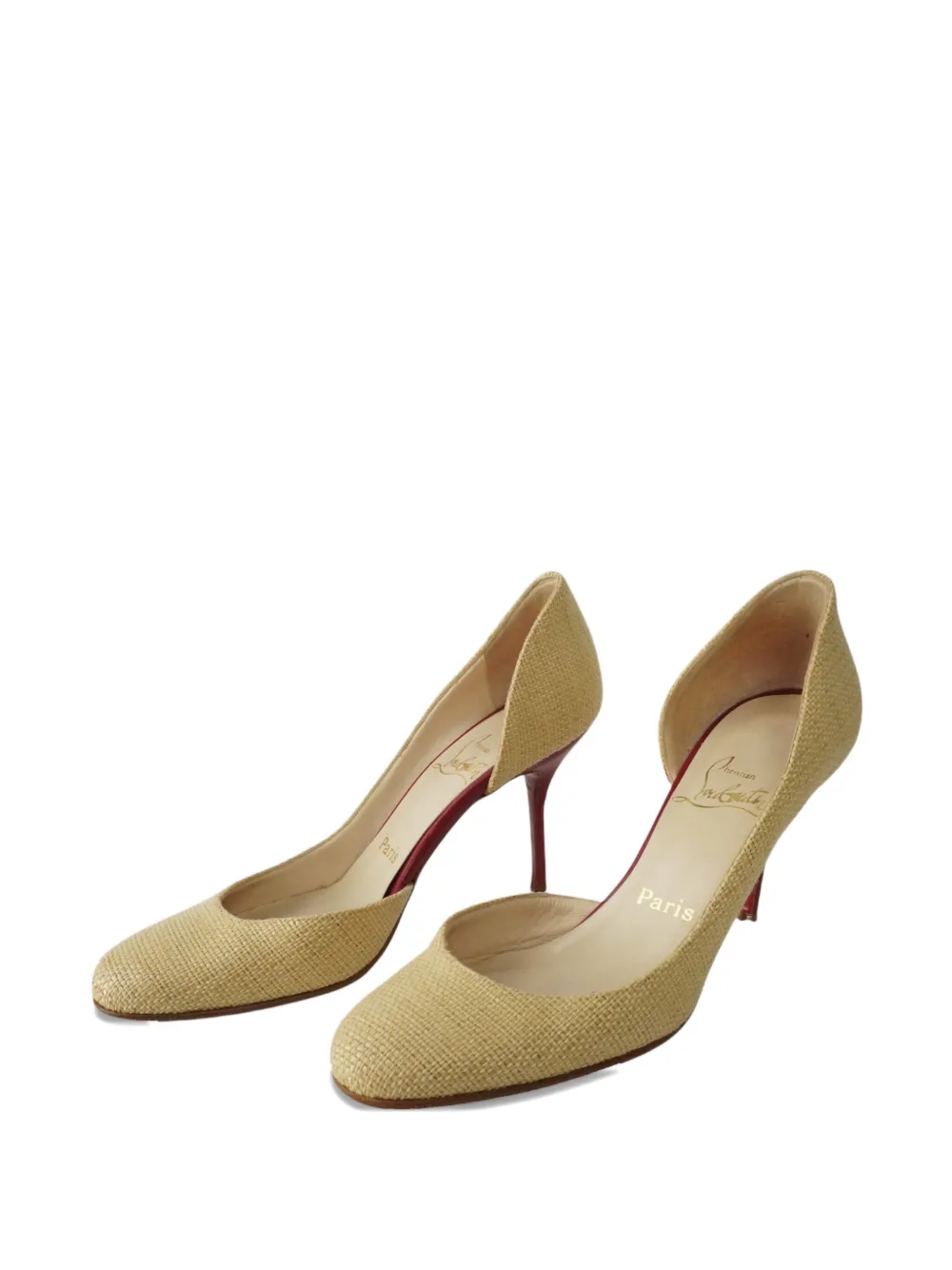 Christian Louboutin Pre-Owned 90mm rattan heels - Beige