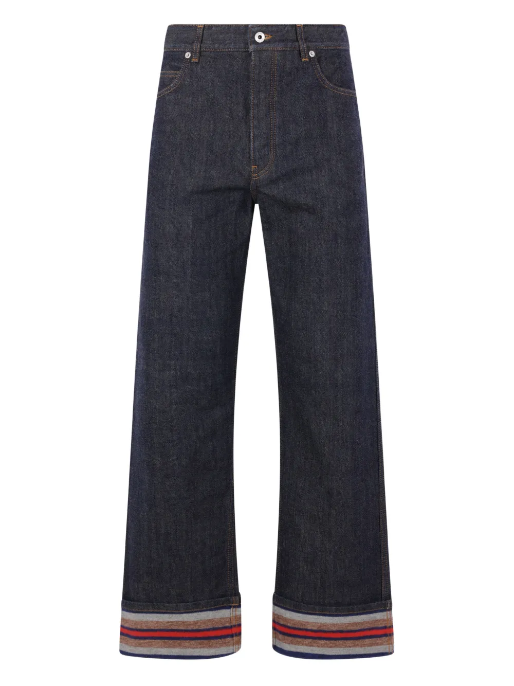 LOEWE striped-hem cuffed jeans - Blu