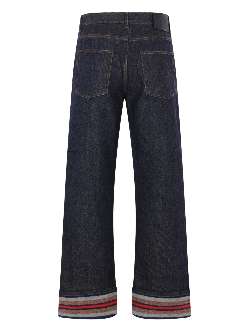 LOEWE striped-hem cuffed jeans - Blauw