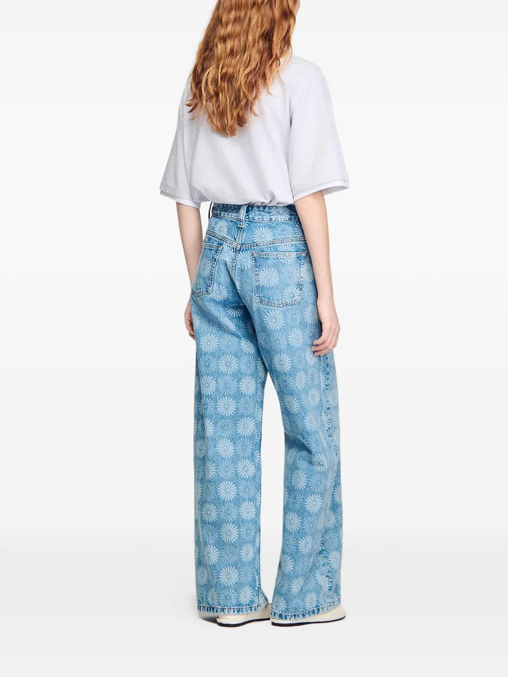  Sandro Floral-pattern Wide-leg Jeans - Blue 