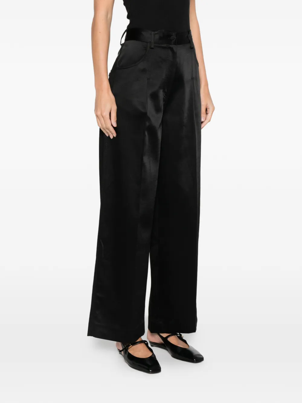  Sandro Satin Trousers - Black 
