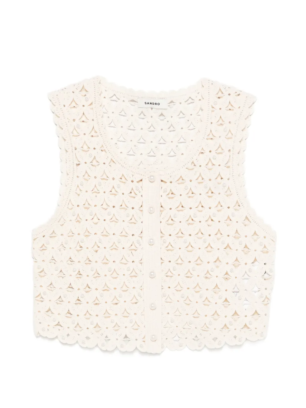 SANDRO Canotta all'uncinetto a fiori - Toni neutri