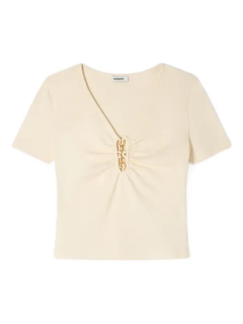 SANDRO detail V-neck T-shirt
