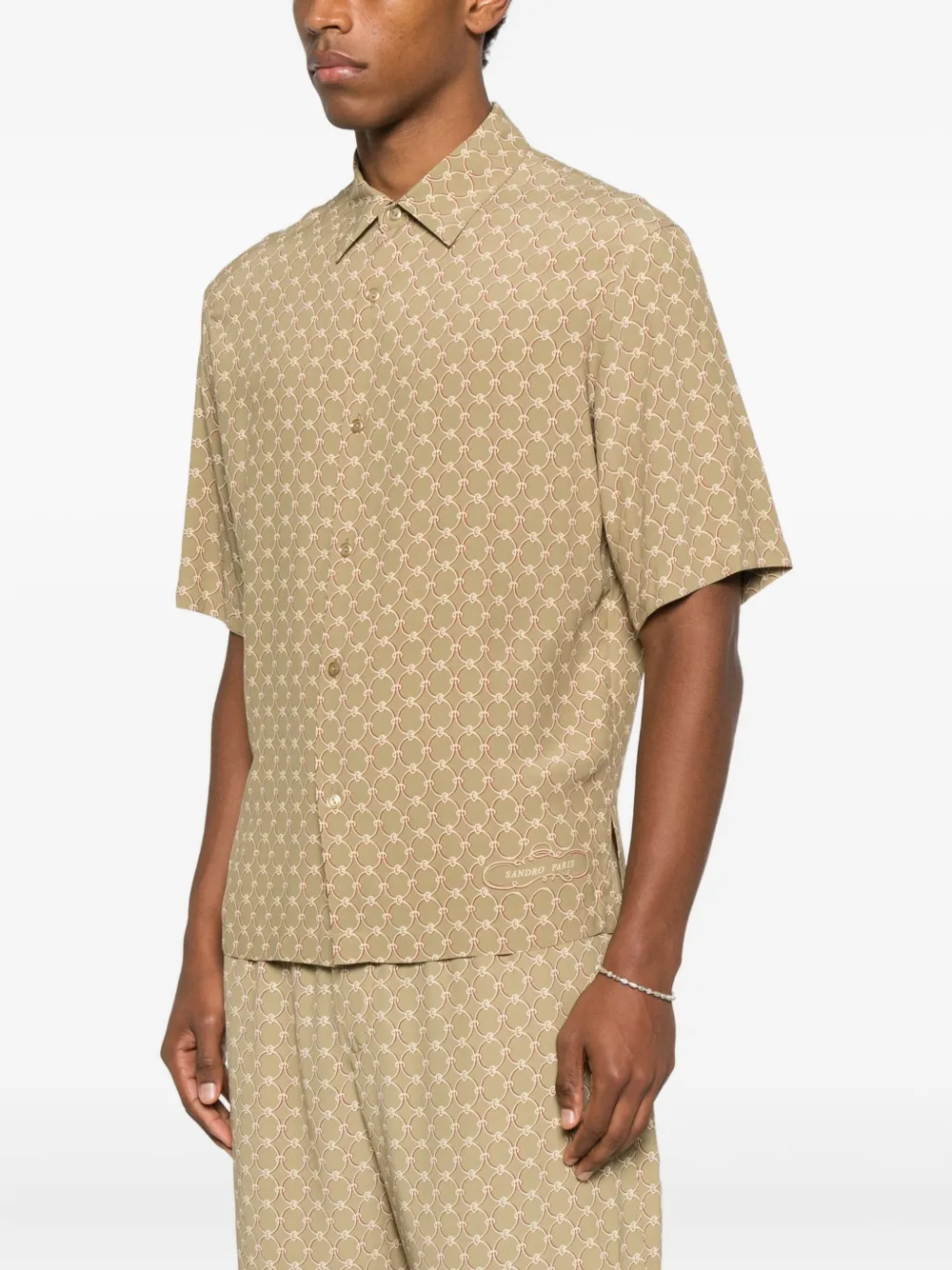  Sandro Link Print Loose-fit Shirt - Neutrals 