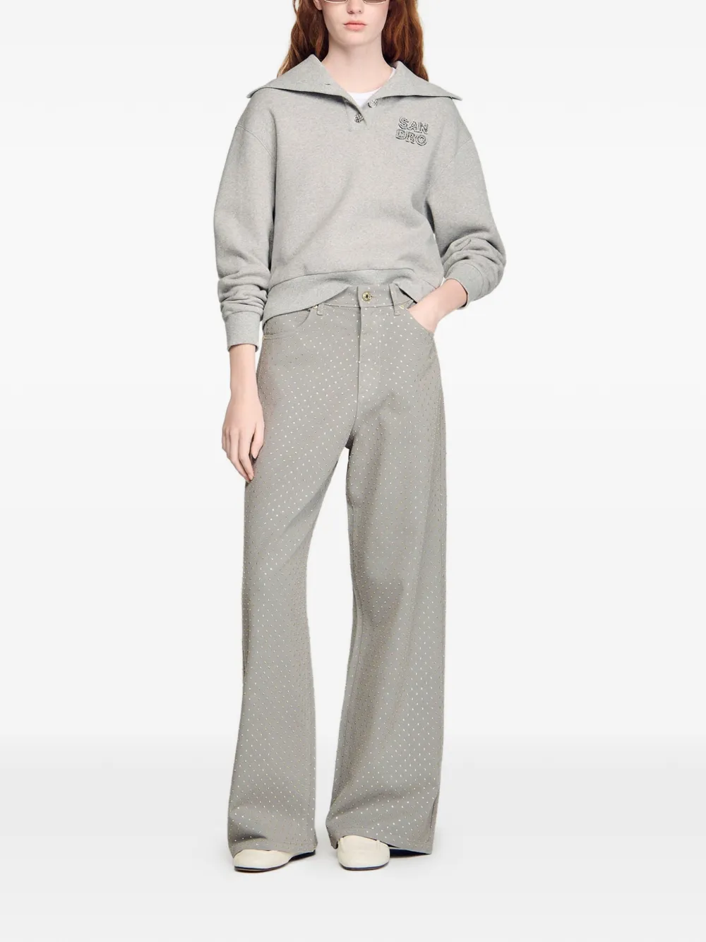  Sandro Vaqueros Con Apliques De Strass - Gris 
