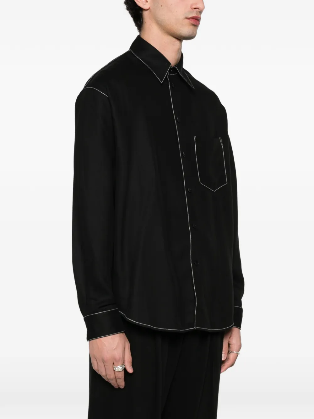  Sandro Contrast-stitching Shirt - Black 