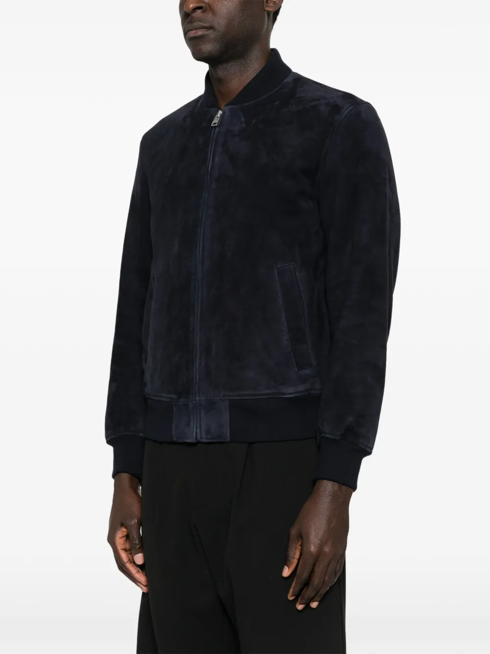  Sandro Zip-up Suede Jacket - Blue 