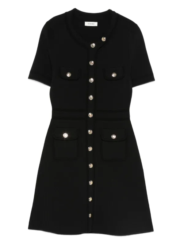 sandro black mini dress Sandro Black Houndstooth Knit Mini Dress - BOPF main image 1