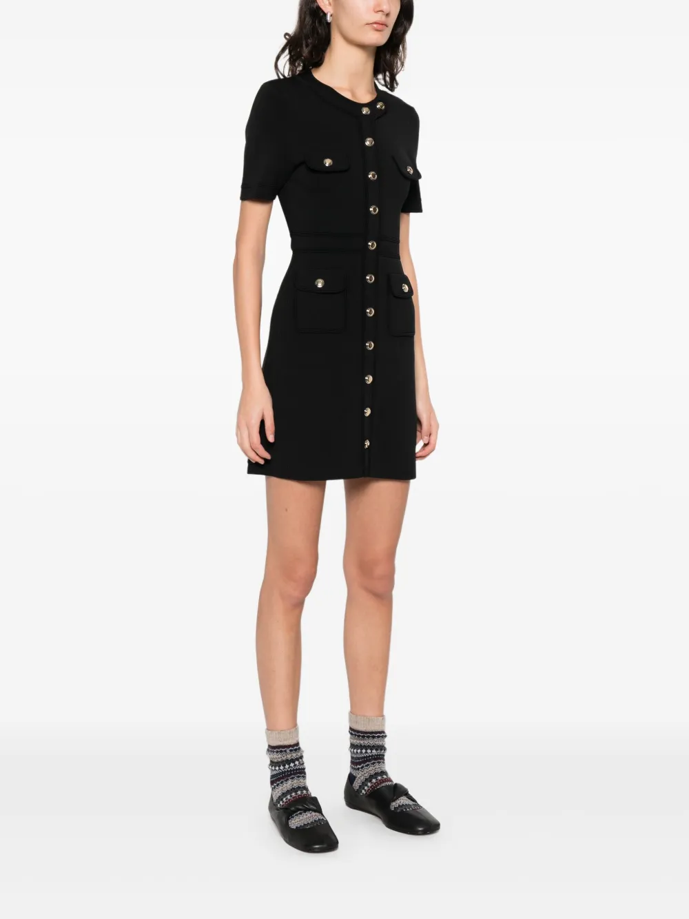  Sandro Mini Button-detail Dress - Black 