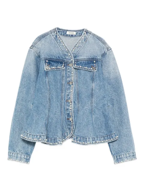 SANDRO pearl-embellishment denim jacket