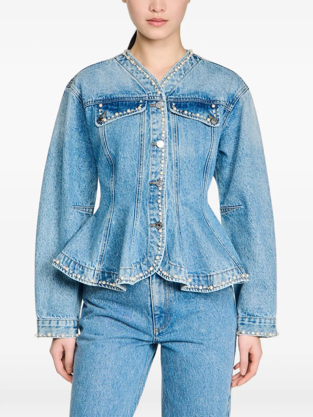 SANDRO デコラティブ デニムジャケット | ブルー | FARFETCH JP